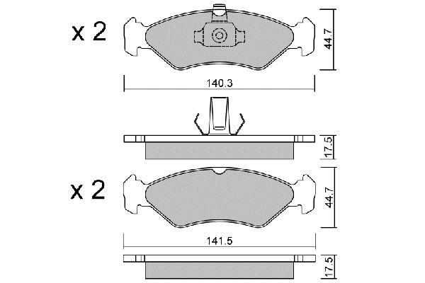 Jeu de 4 plaquettes de frein AISIN ref. BPFO-1011